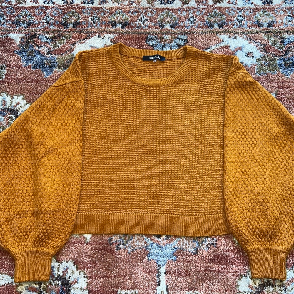 Sugar Lips Women's Mustard Cropped Sweater